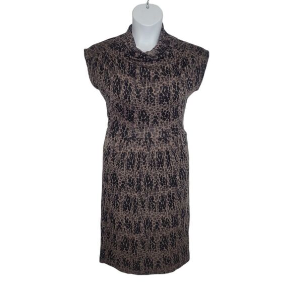 NEW Banana Republic animal print wool blend cowl‎ neck dress S - Picture 1 of 12